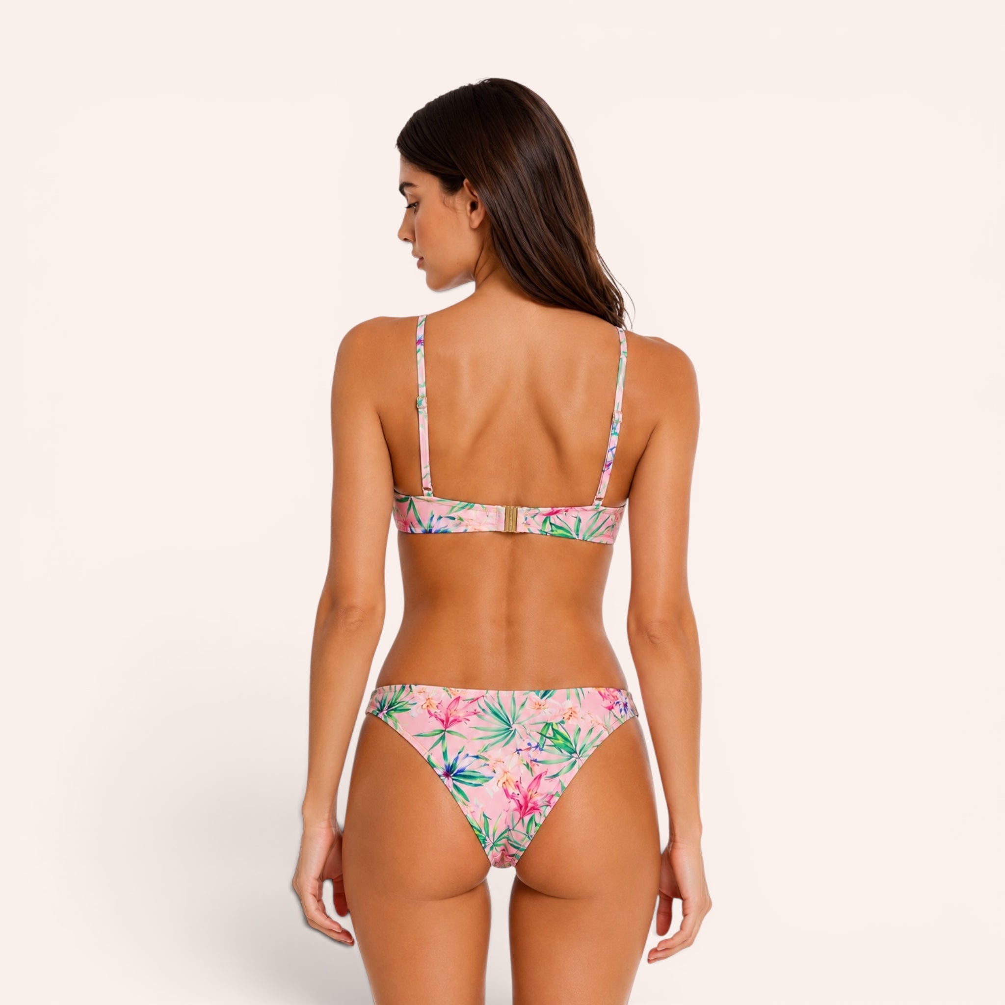 Amalfi 3-Piece Bikini & Pareo Set – Pink Tropical