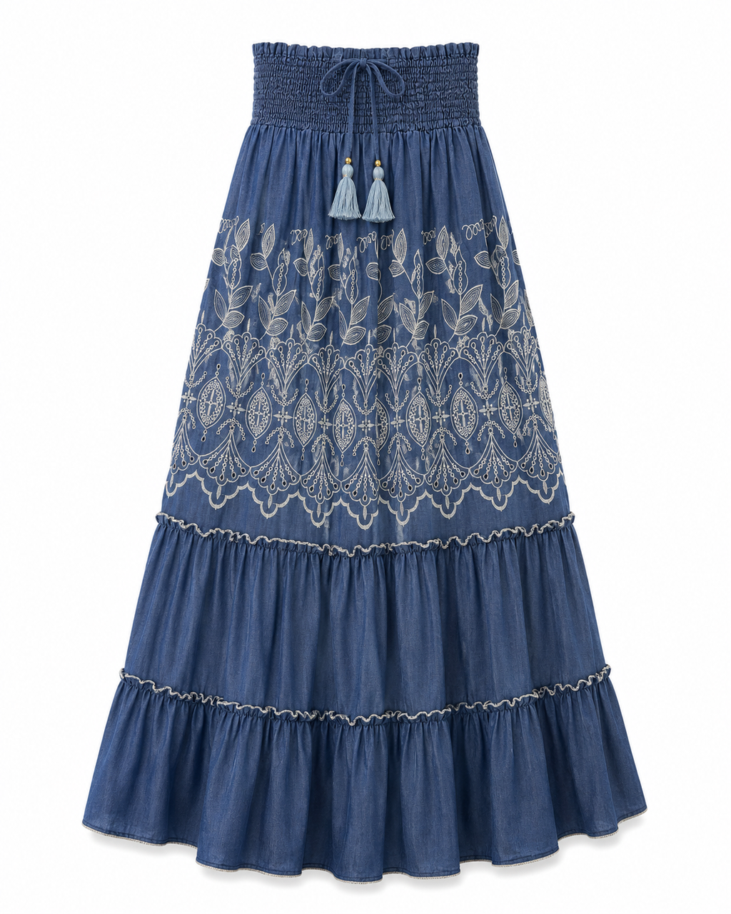 Marbella Embroidered Denim Set - Light Denim
