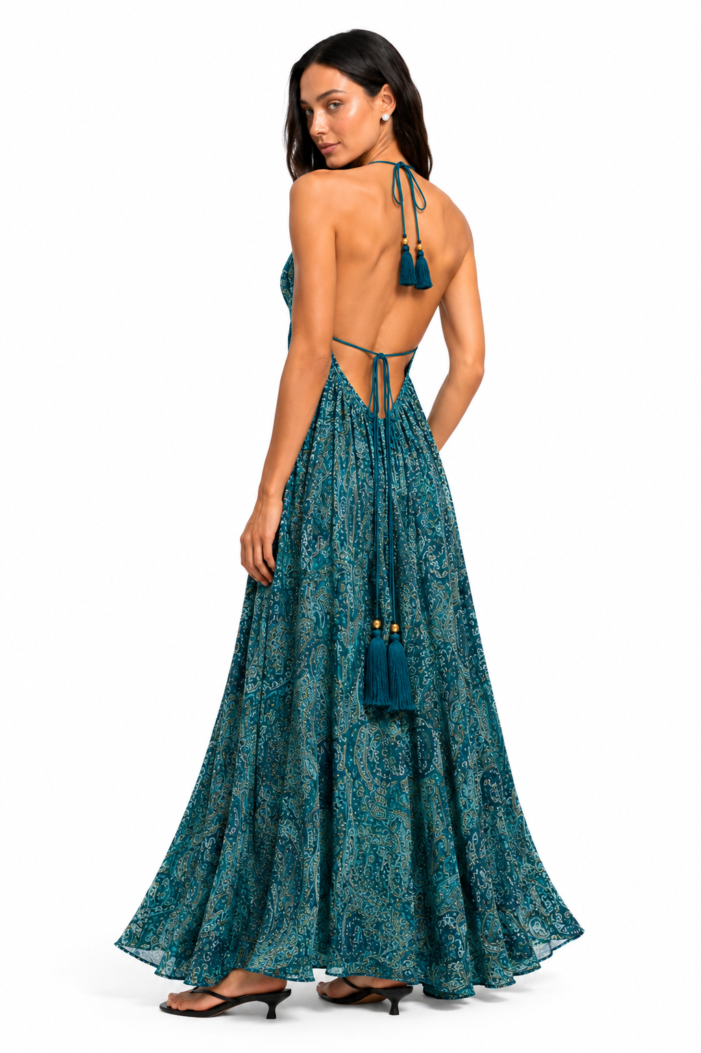 Sicily Silk Maxi Dress - Teal