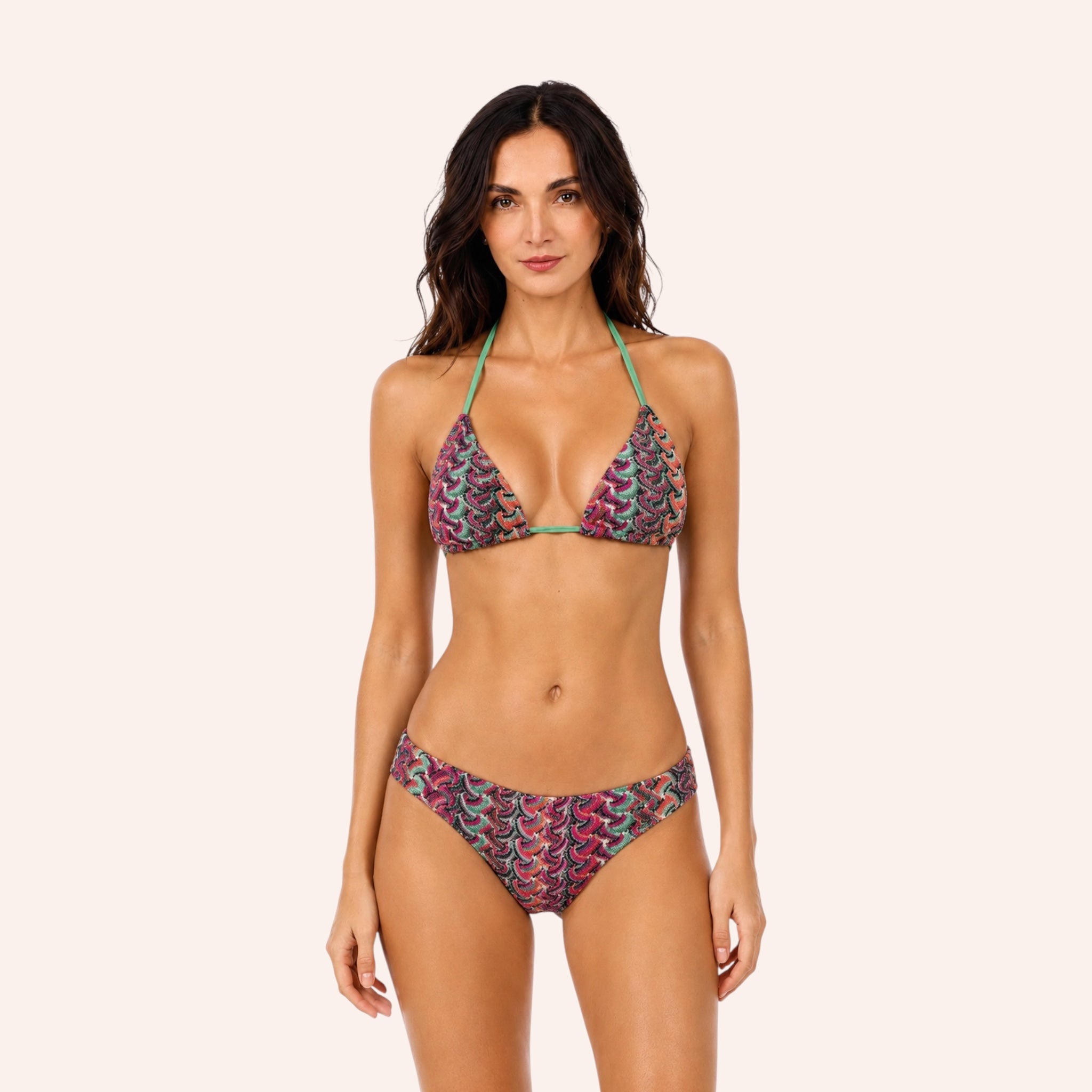 Amalfi 3-Piece Bikini Set – Raspberry Green