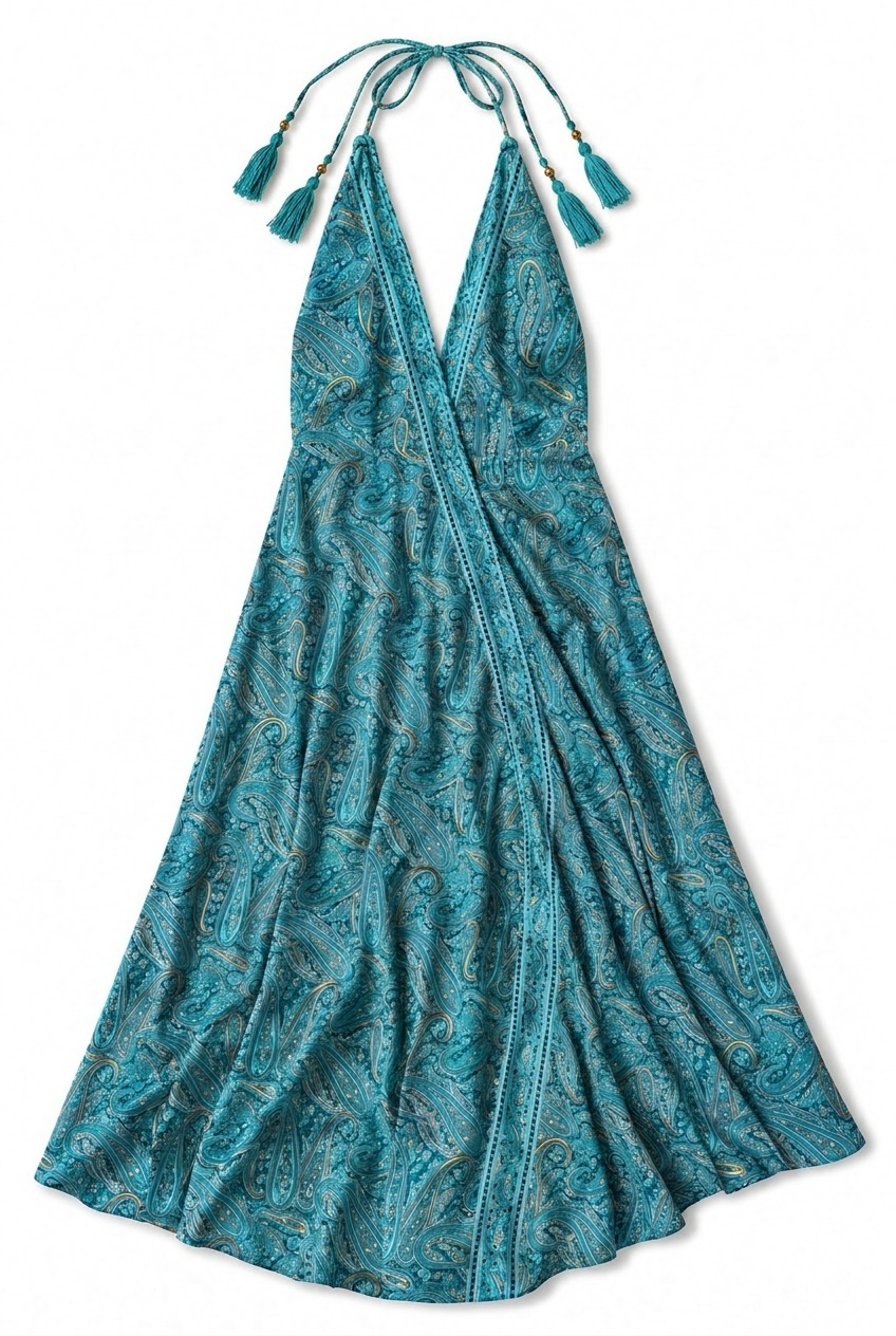 Sicily Silk Maxi Dress - Teal