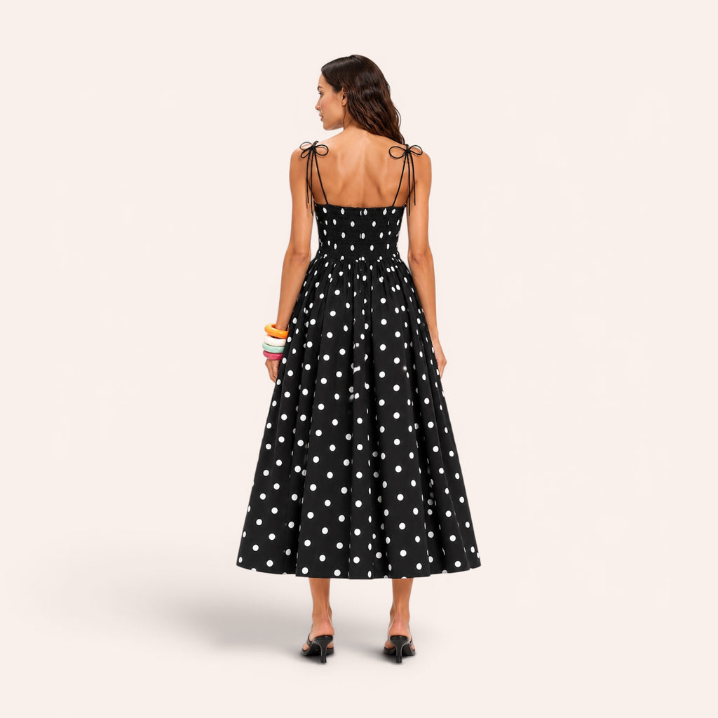 Cannes Midi Dress – Black Polka Dots