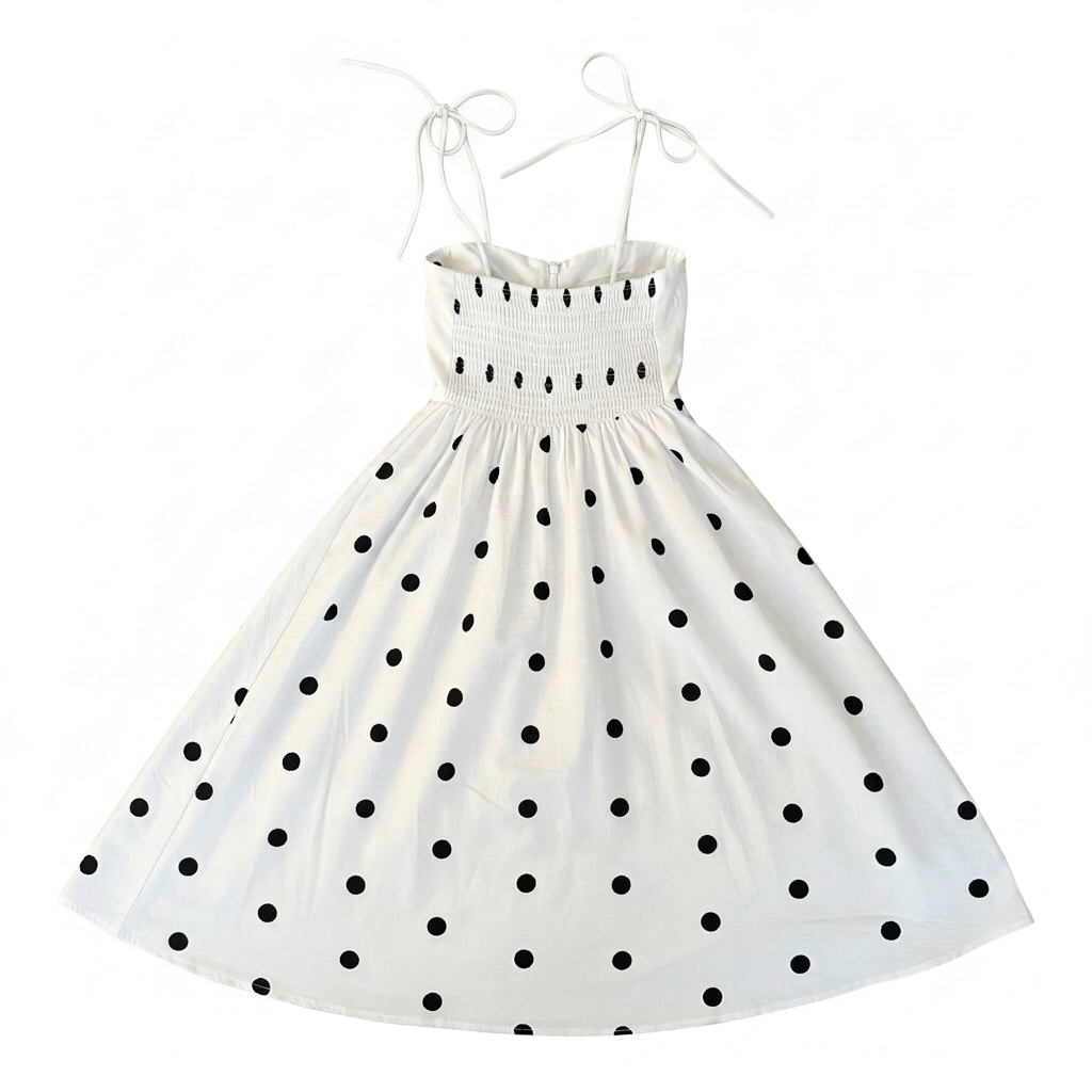 Monaco Midi Dress – White Polka Dots