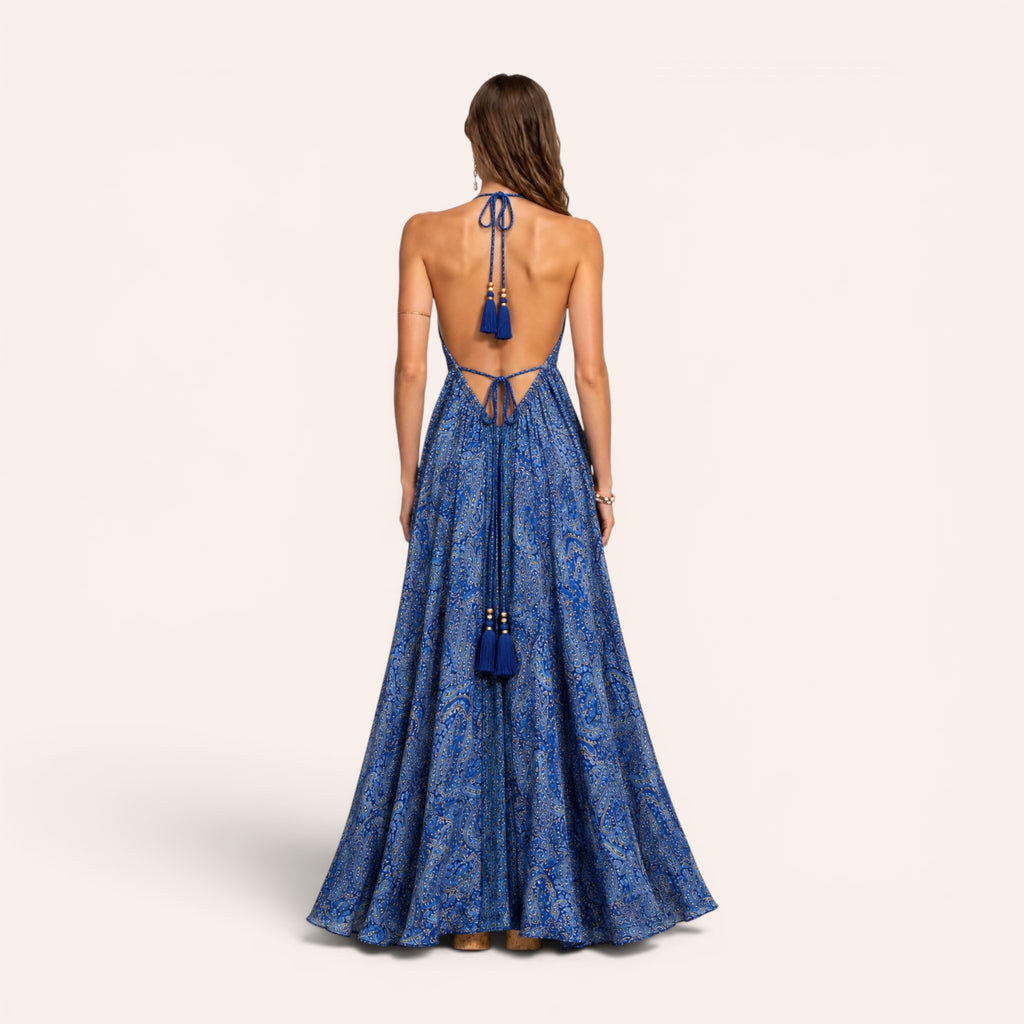 Sicily Silk Maxi Dress - Royal Blue