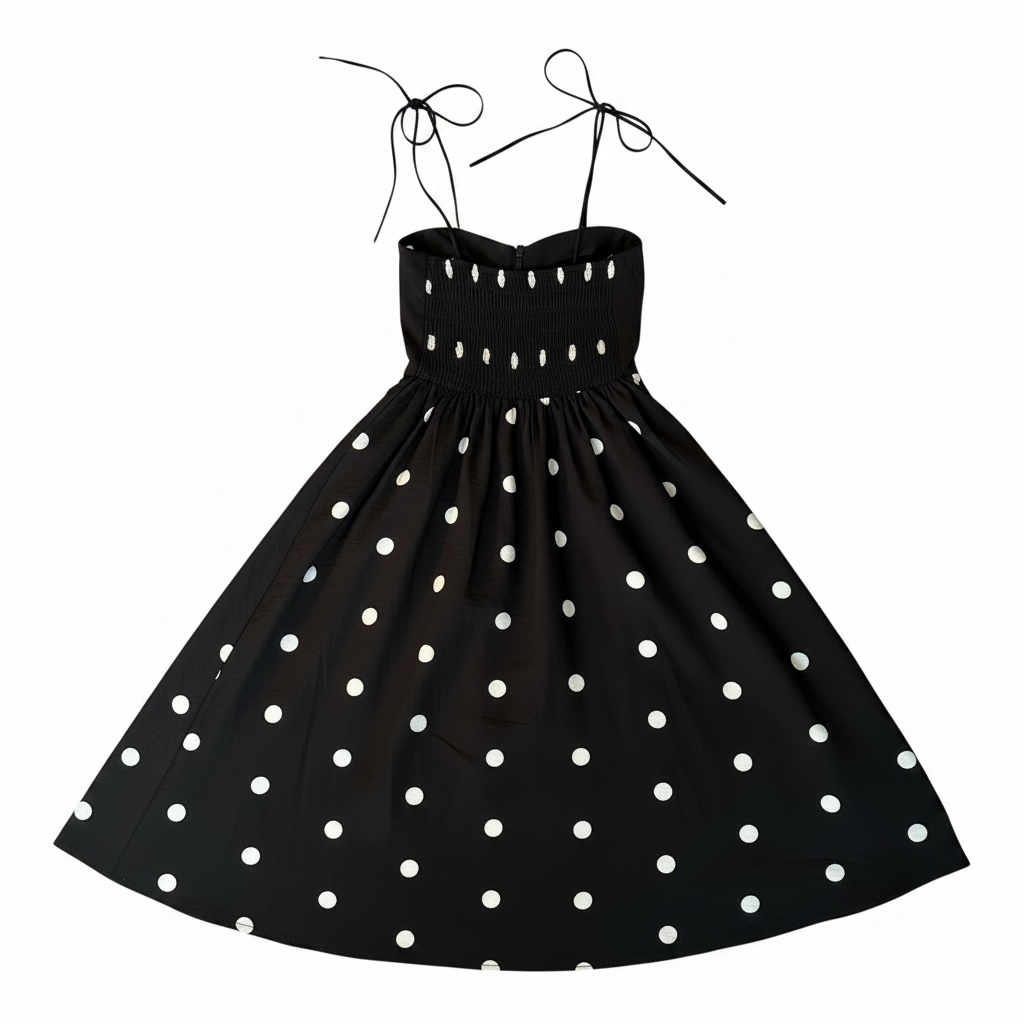 Cannes Midi Dress – Black Polka Dots