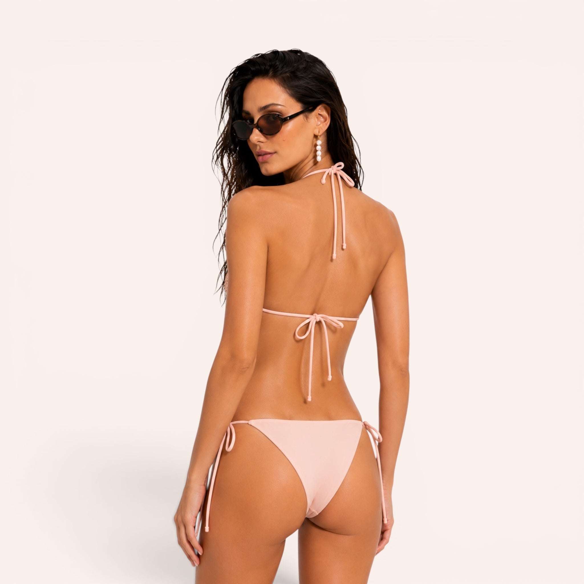Ibiza Sequin 3-Piece Bikini Set – Blush Pink