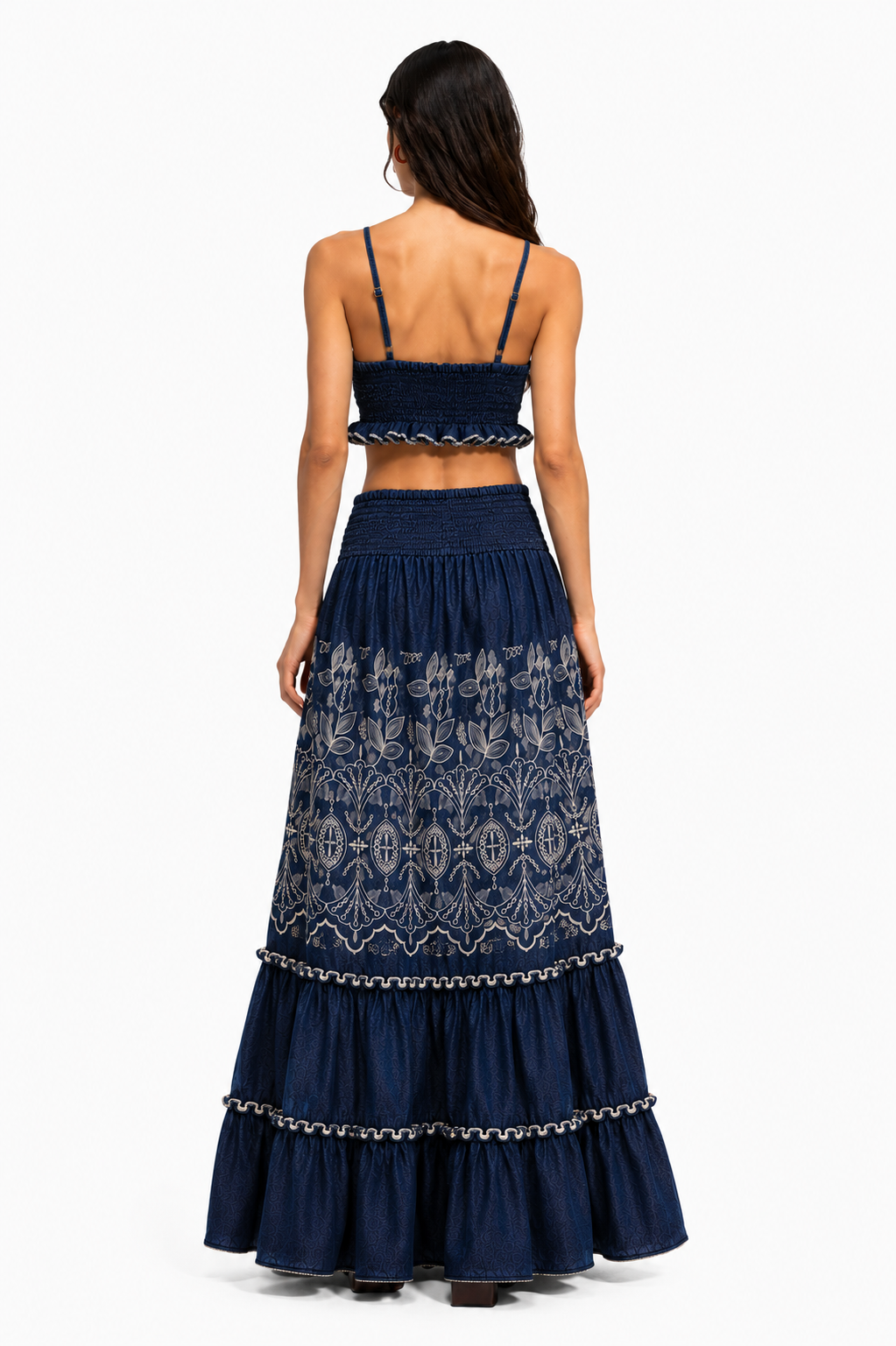 Marbella Embroidered Denim Set - Dark Denim
