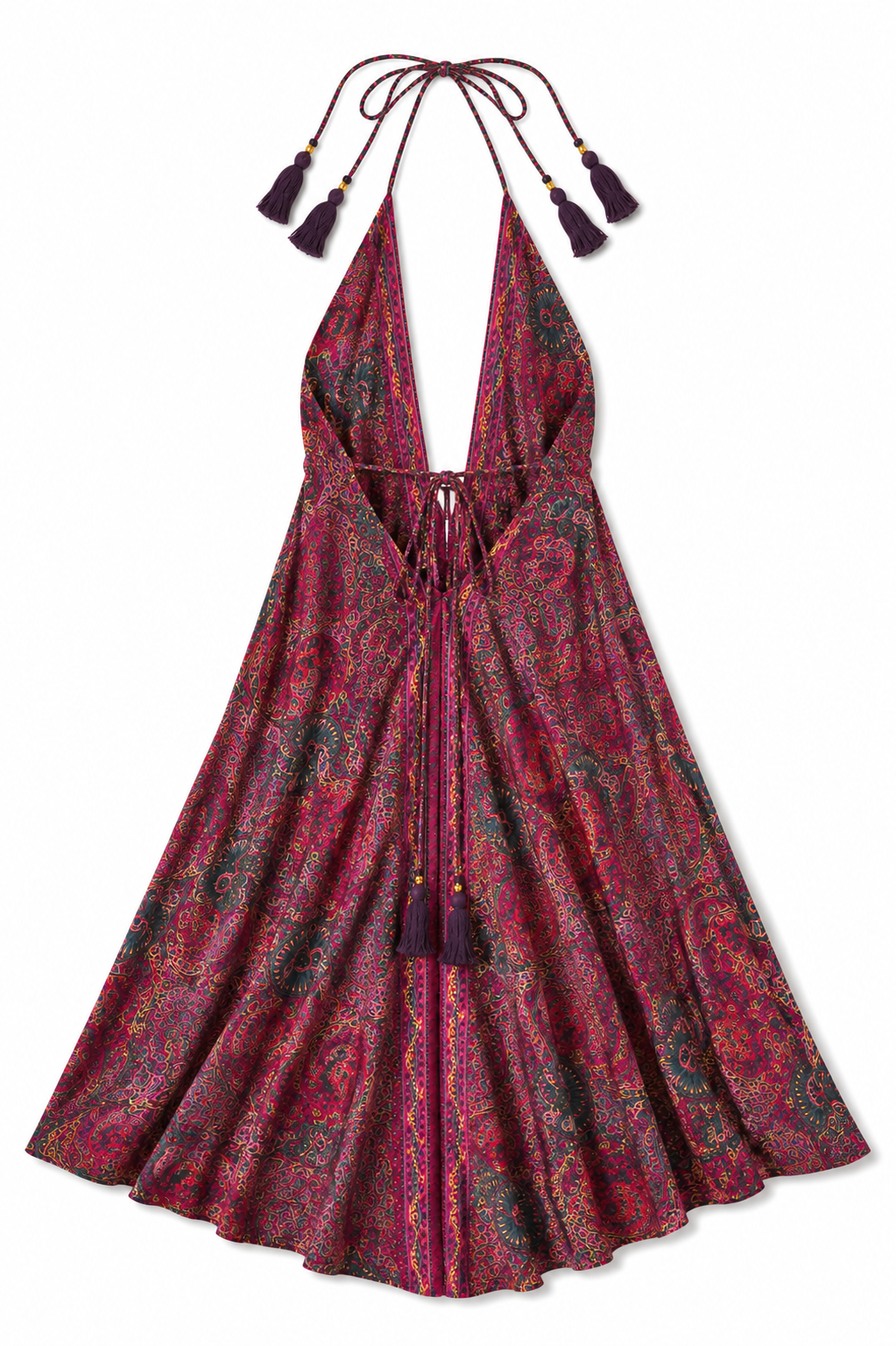 Sicily Silk Maxi Dress - Burgundy