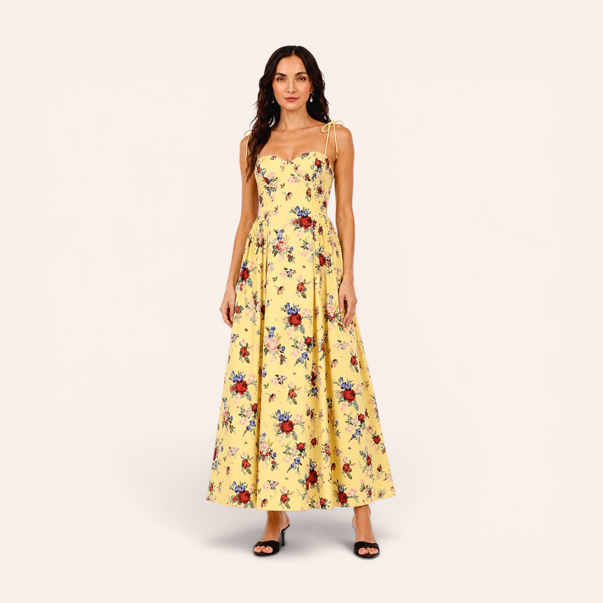 St. Tropez Midi Dress – Yellow Floral