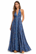 Sicily Silk Maxi Dress - Royal Blue