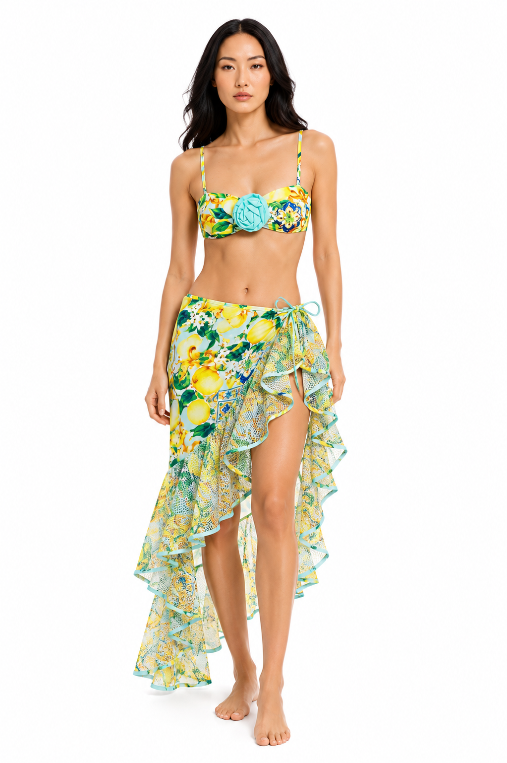 Amalfi 3-Piece Bikini & Pareo Set – Lemon Breeze