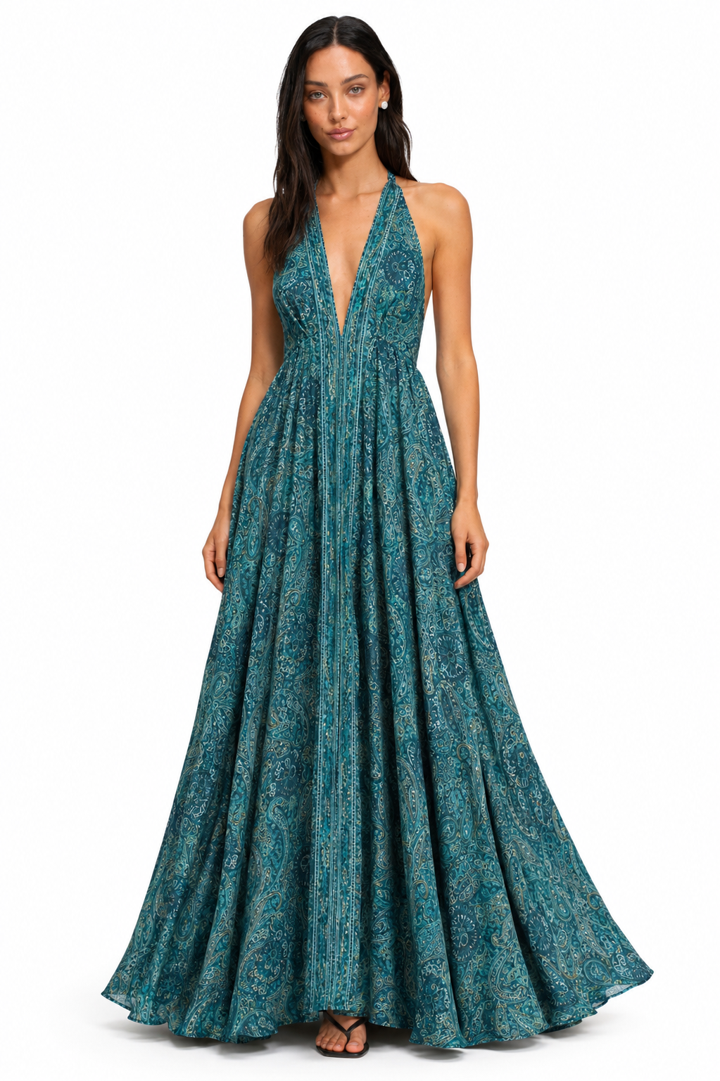 Sicily Silk Maxi Dress - Teal