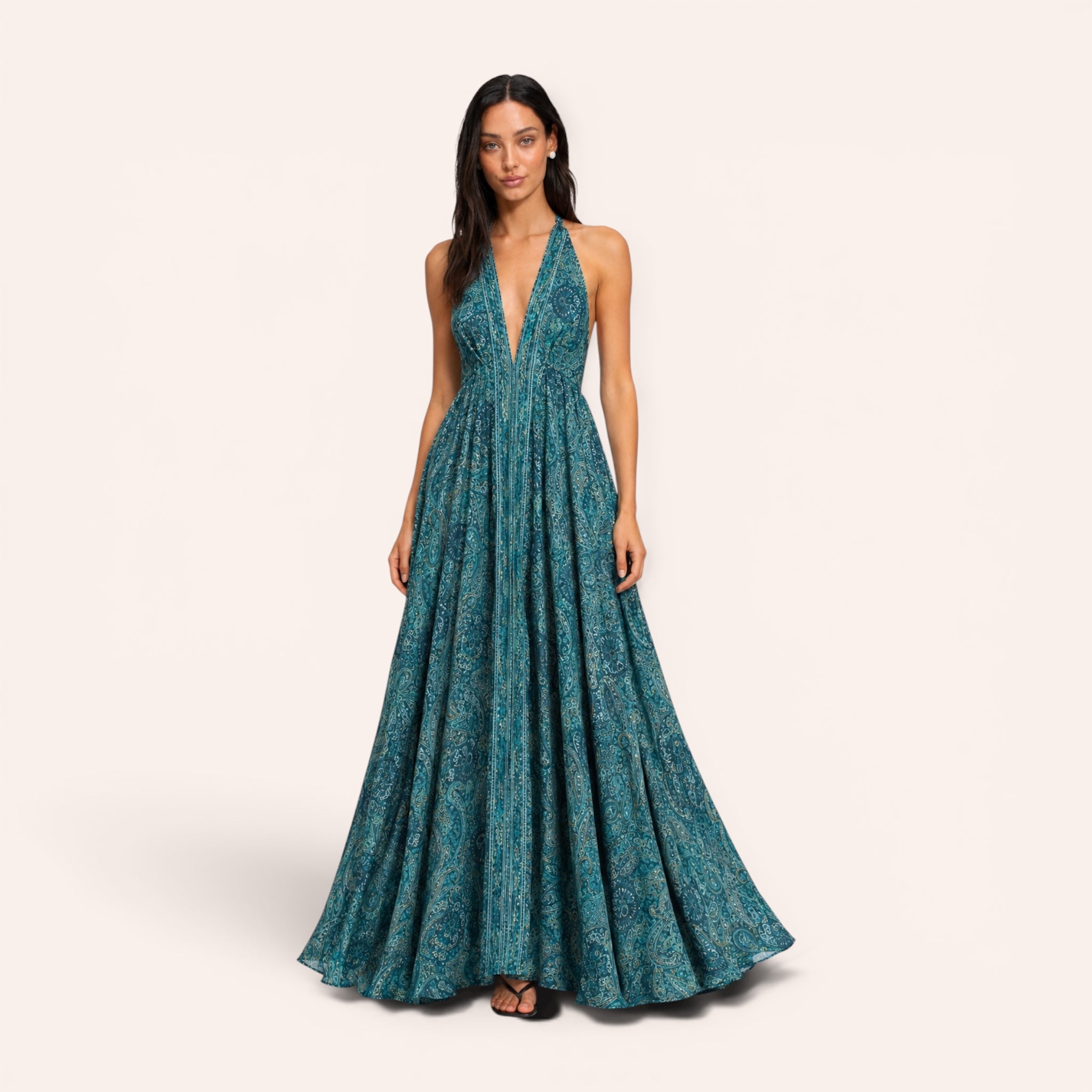 Sicily Silk Maxi Dress - Teal