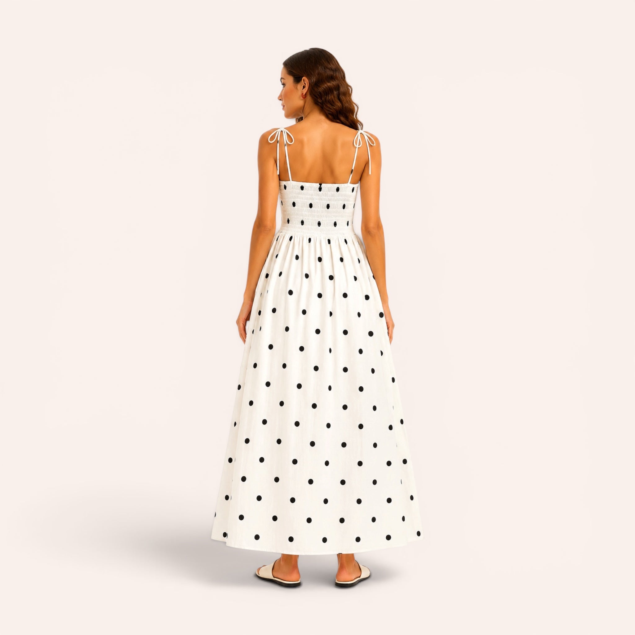 Monaco Midi Dress – White Polka Dots