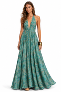 Sicily Silk Maxi Dress - Turquoise