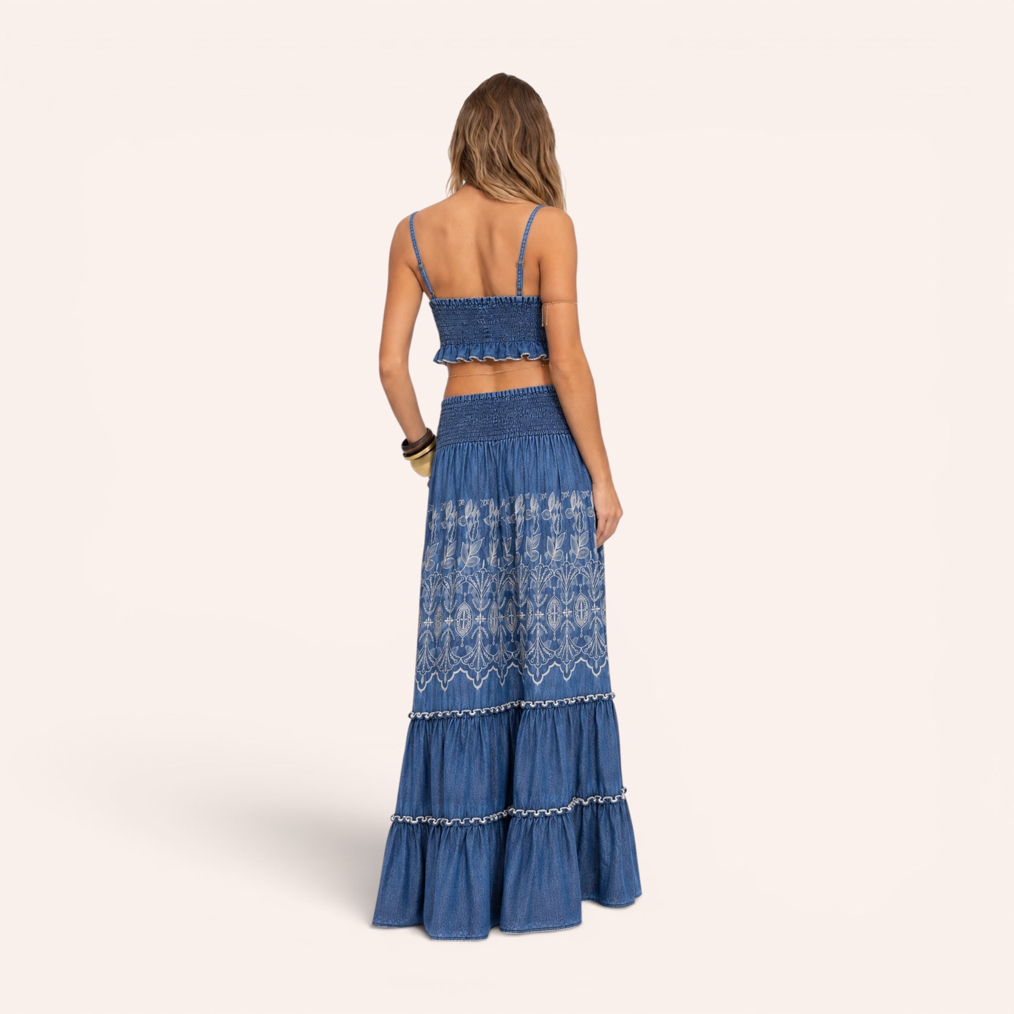 Marbella Embroidered Denim Set - Light Denim