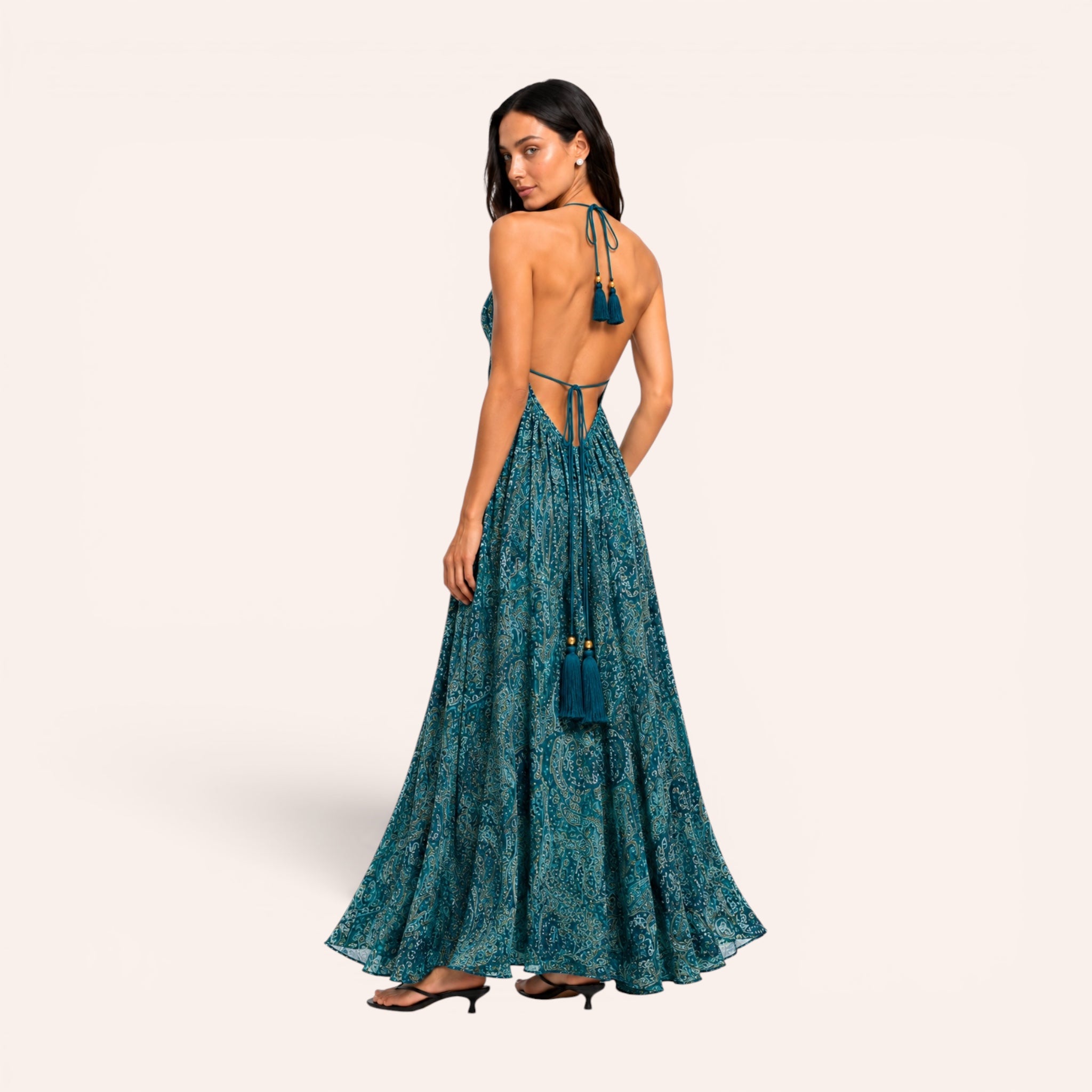 Sicily Silk Maxi Dress - Teal
