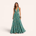 Sicily Silk Maxi Dress - Turquoise