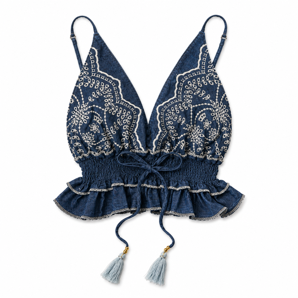 Marbella Embroidered Denim Set - Dark Denim