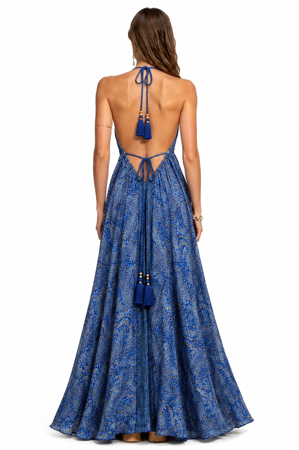 Sicily Silk Maxi Dress - Royal Blue