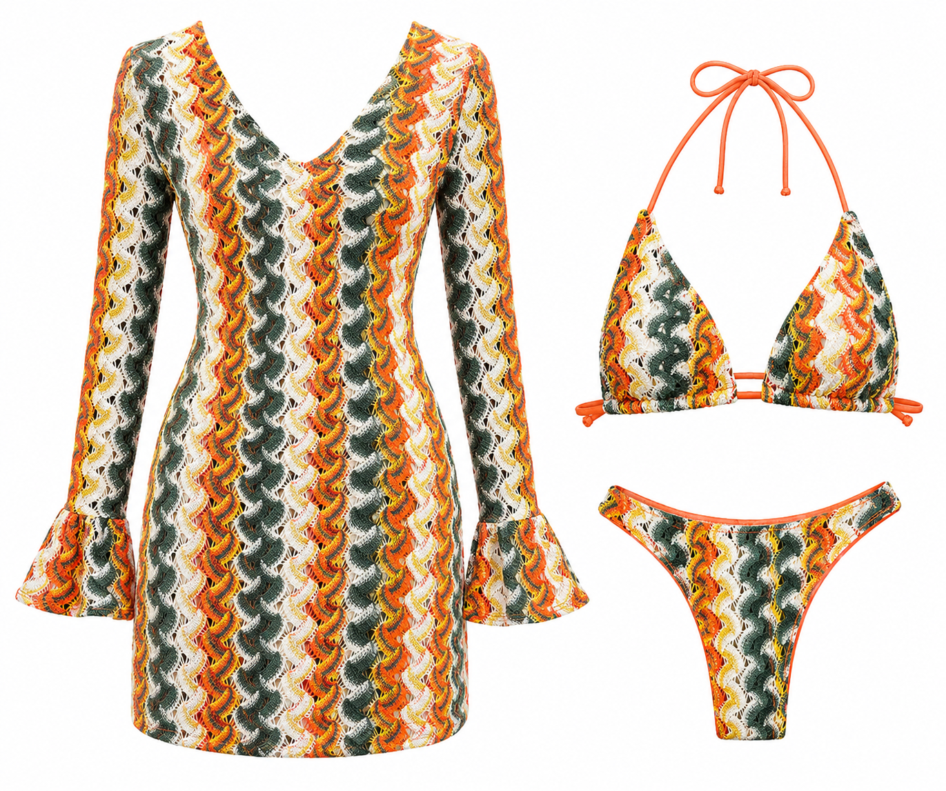 Amalfi 3-Piece Bikini Set – Sunset