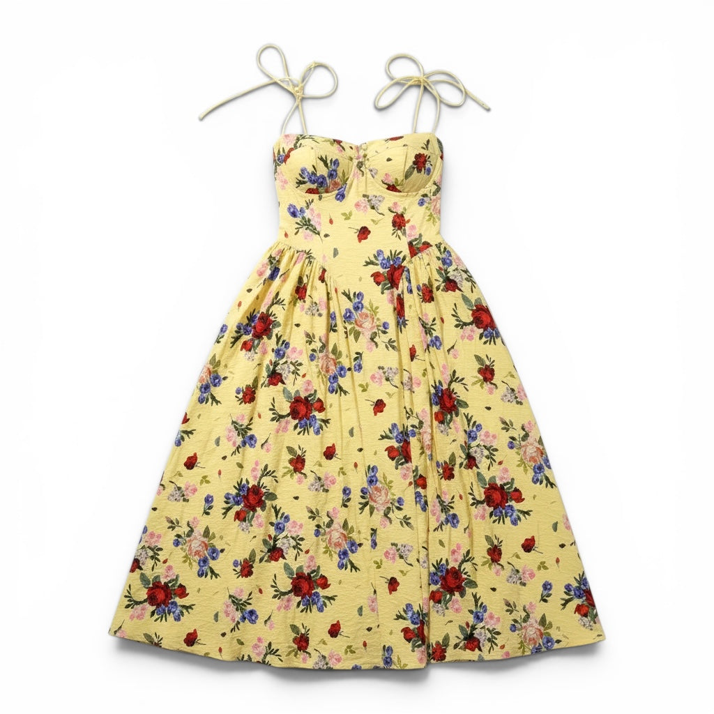 St. Tropez Midi Dress – Yellow Floral