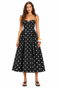 Cannes Midi Dress – Black Polka Dots