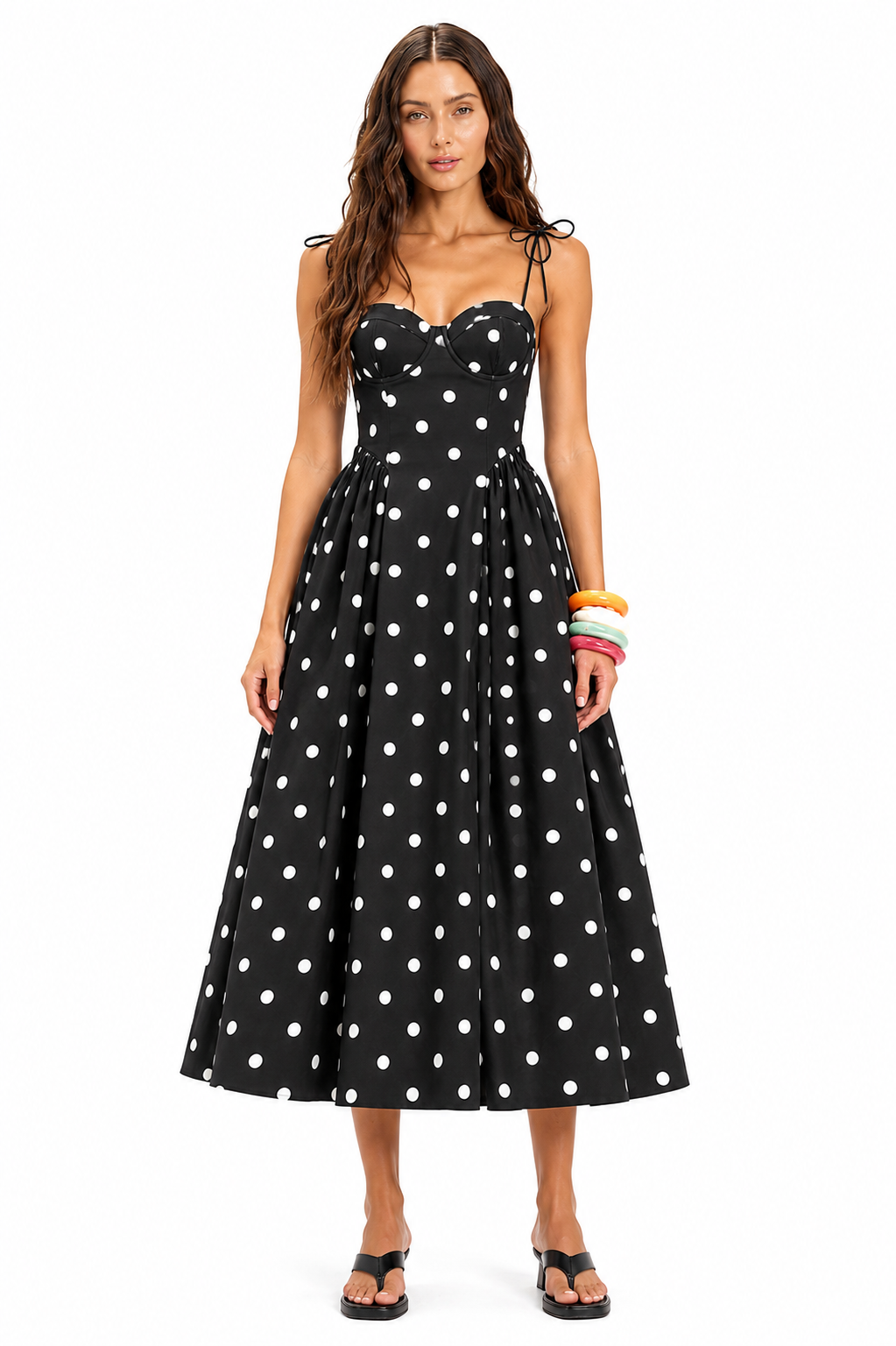 Cannes Midi Dress – Black Polka Dots