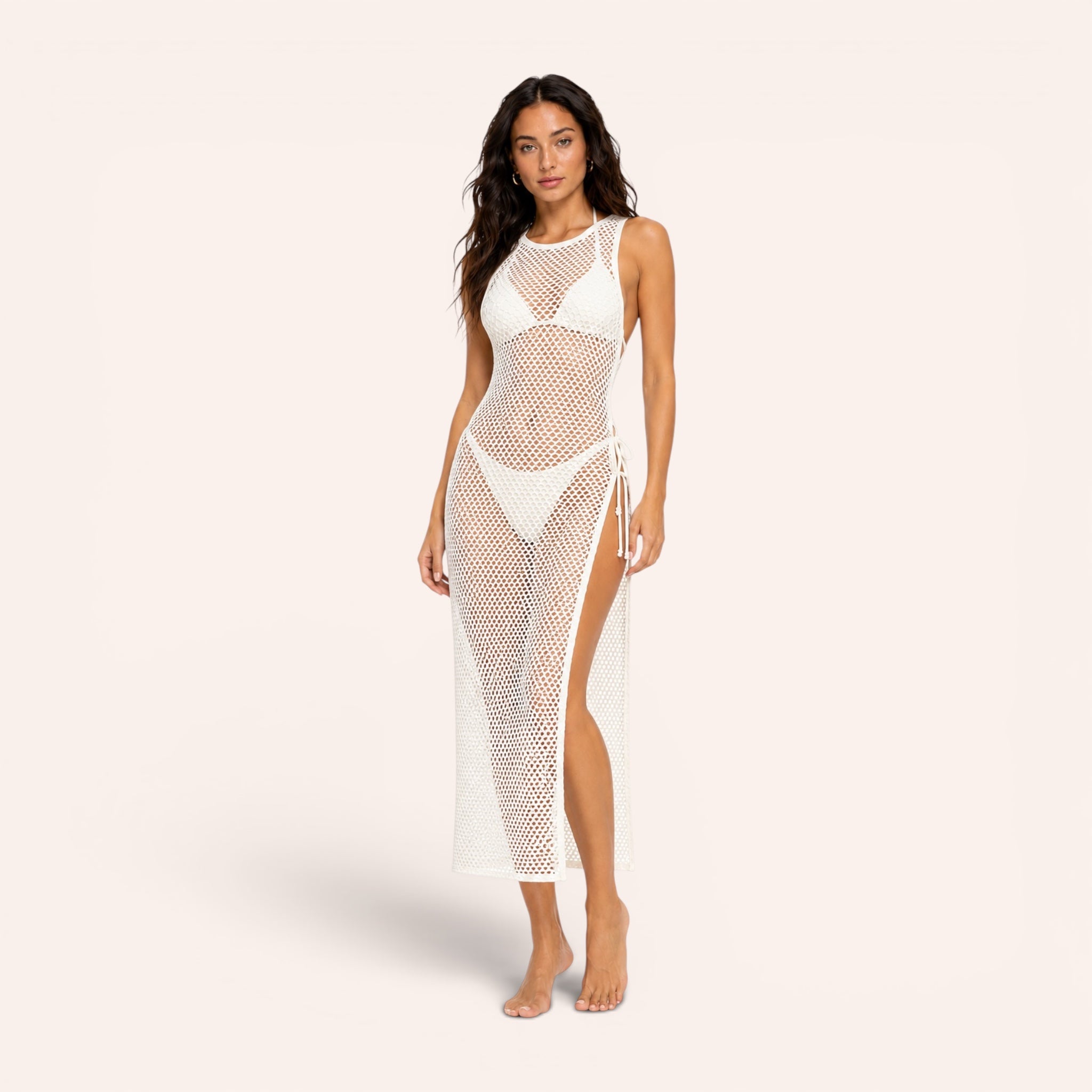 Ibiza Sequin 3-Piece Bikini Set – Pearl White