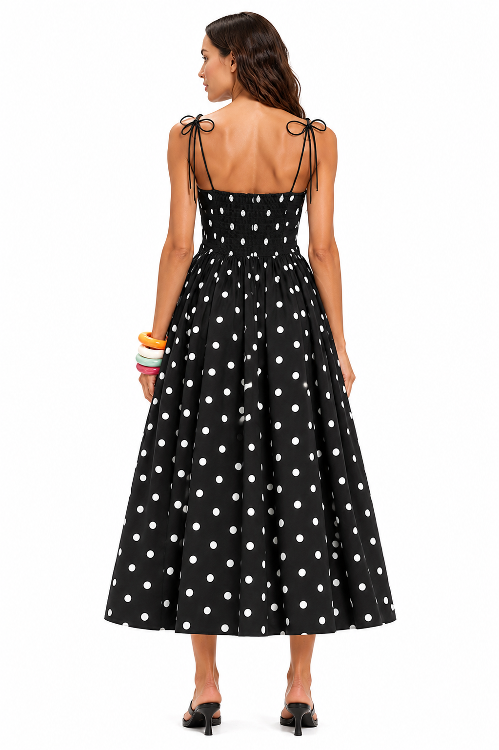 Cannes Midi Dress – Black Polka Dots