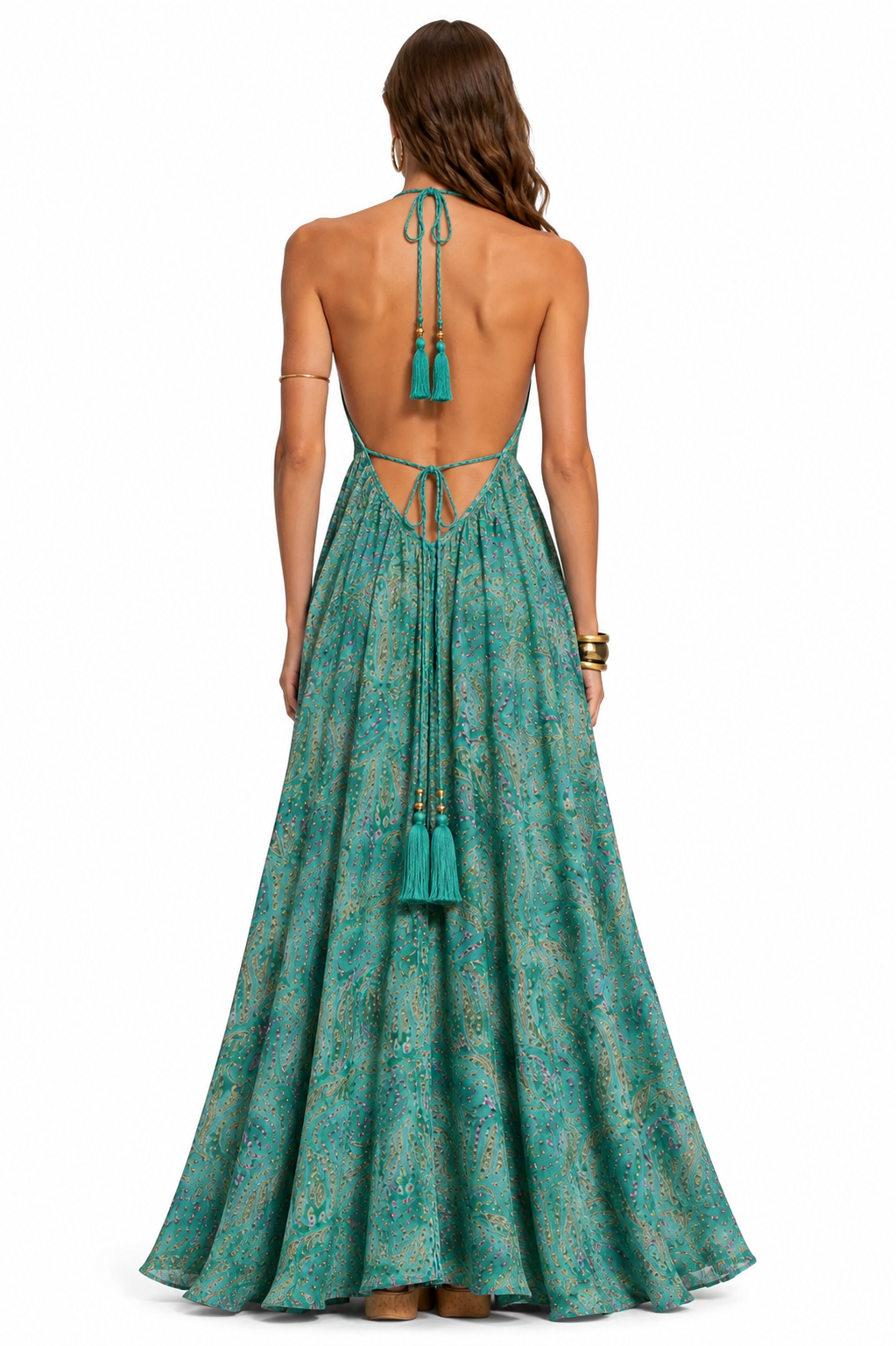 Sicily Silk Maxi Dress - Turquoise
